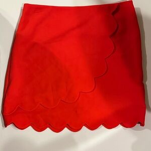 NWOT Draper James Vibrant Red Scalloped Mini Skirt
